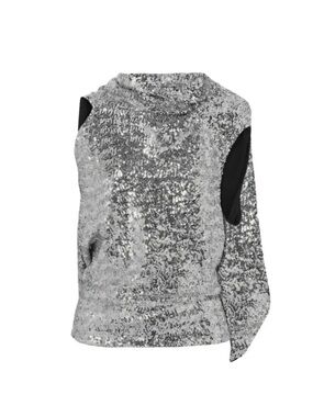 Roland Mouret Eugene Silver Sequin Drape Top Designer Party Y2K Glam